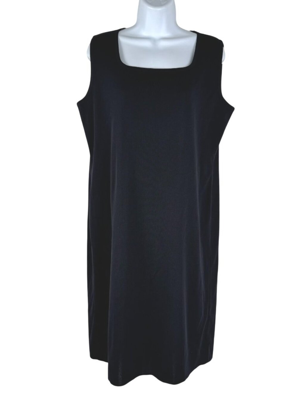 Exclusively Misook Sleeveless Dress XL Black Square Neck Solid DR-1959